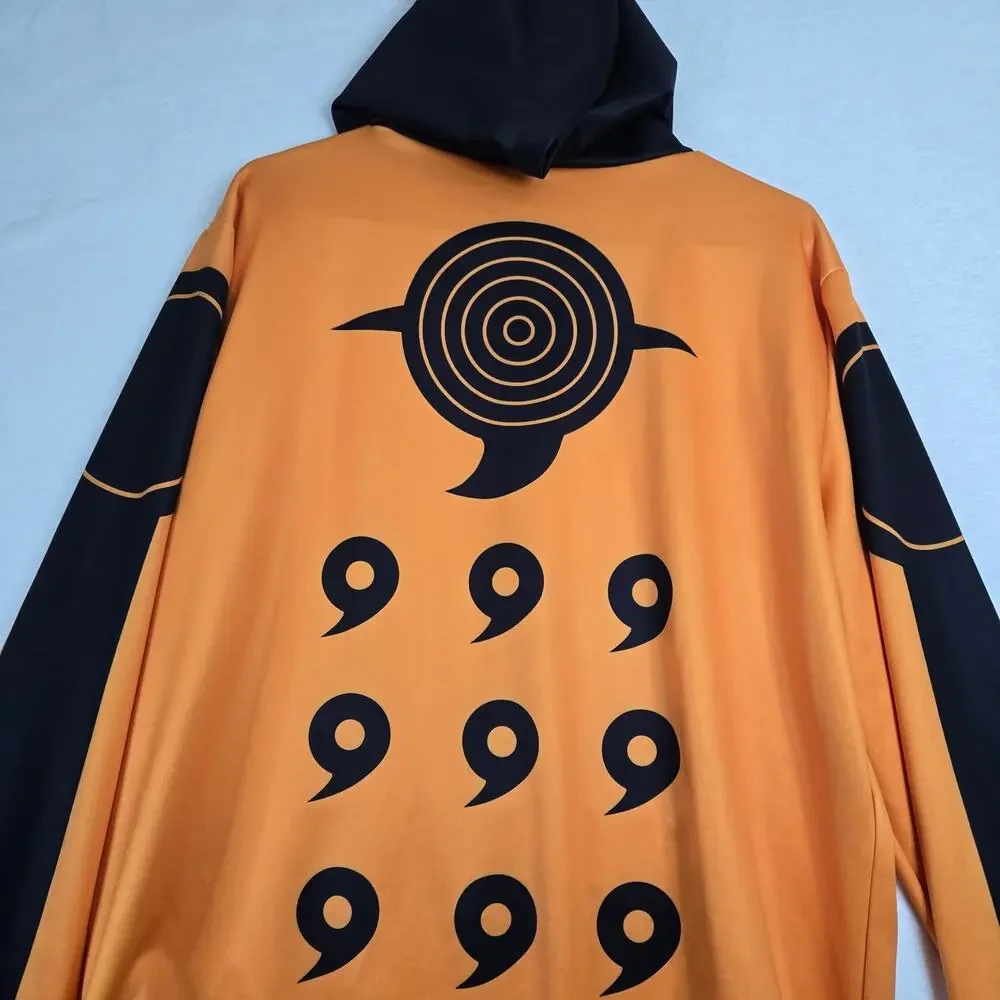 Naruto Hoodie Sweatshirt Mens Large Orange Anime Zip up 0639 - Picture 3 of 8